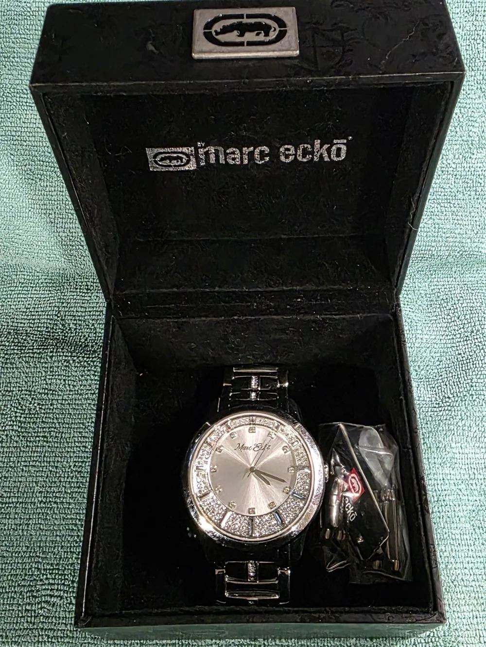 Marc Ecko Men’s Silver-Tone Crystal Accent Watch With Stainless Steel Bracelet